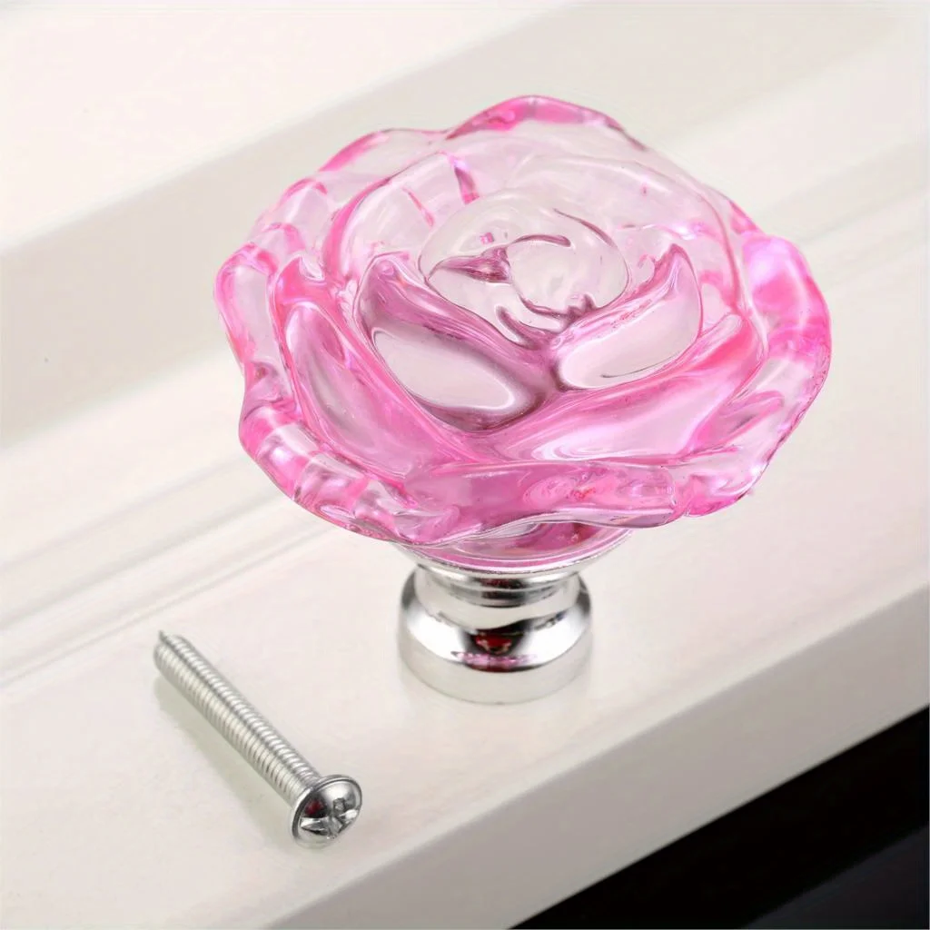 1pc 50mm Crystal Rose Glass Clear Knob Furniture Kitchen Drawer Cabinets Handles Dresser Closet Pulls Furniture Hardware - Image 11