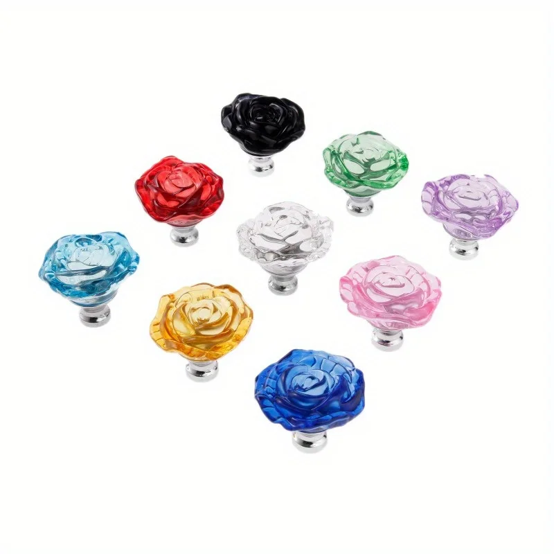 1pc 50mm Crystal Rose Glass Clear Knob Furniture Kitchen Drawer Cabinets Handles Dresser Closet Pulls Furniture Hardware - Image 4