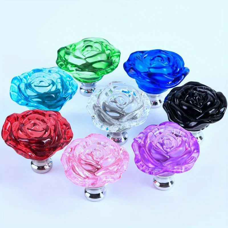 1pc 50mm Crystal Rose Glass Clear Knob Furniture Kitchen Drawer Cabinets Handles Dresser Closet Pulls Furniture Hardware - Image 17