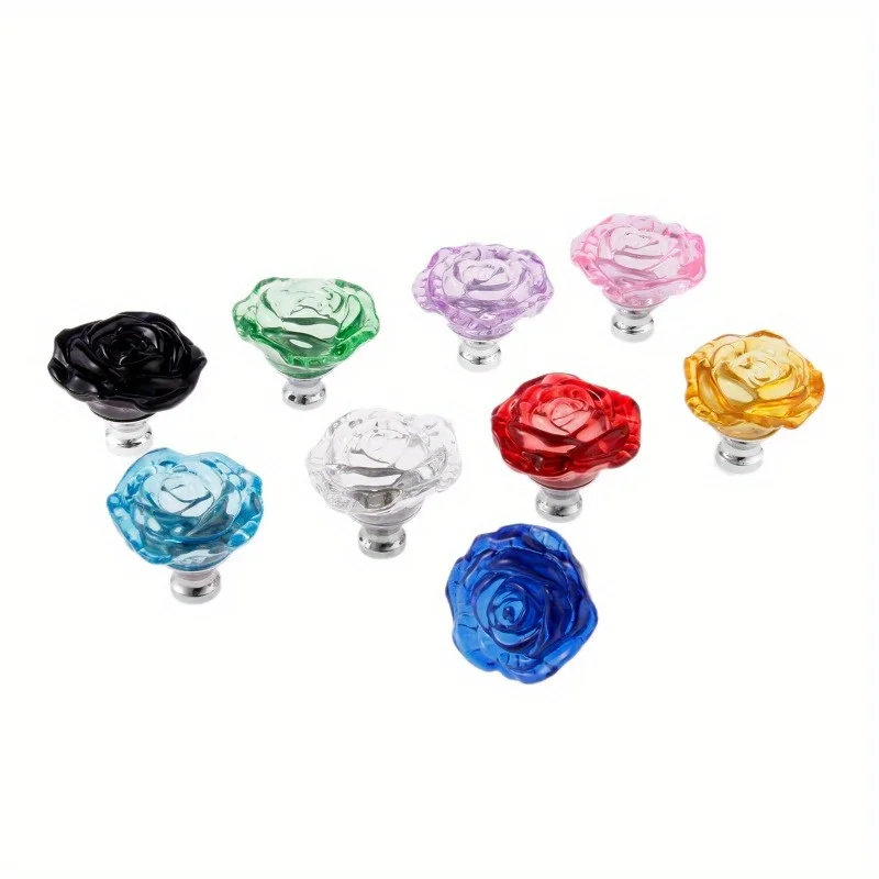 1pc 50mm Crystal Rose Glass Clear Knob Furniture Kitchen Drawer Cabinets Handles Dresser Closet Pulls Furniture Hardware - Image 16