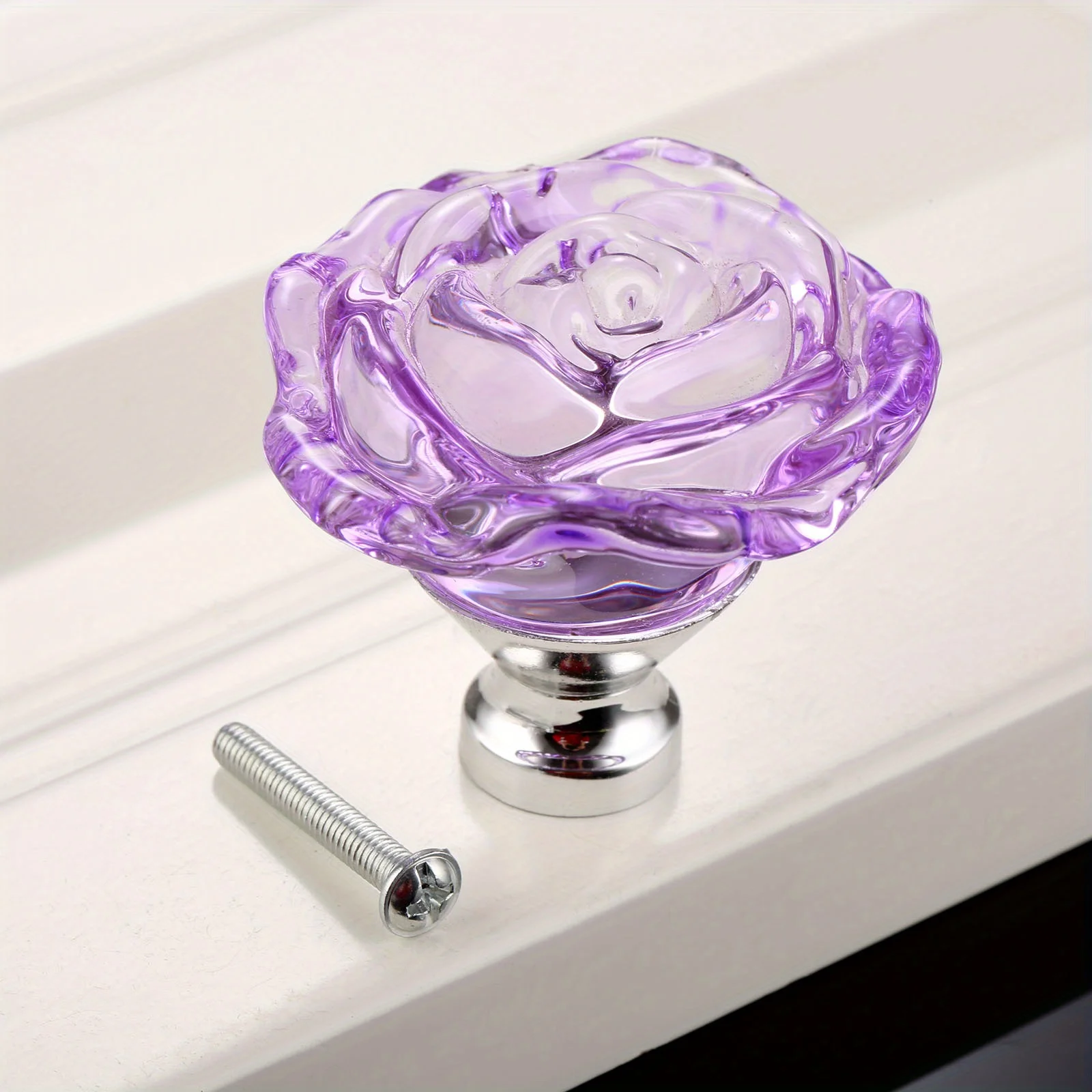1pc 50mm Crystal Rose Glass Clear Knob Furniture Kitchen Drawer Cabinets Handles Dresser Closet Pulls Furniture Hardware - Image 9