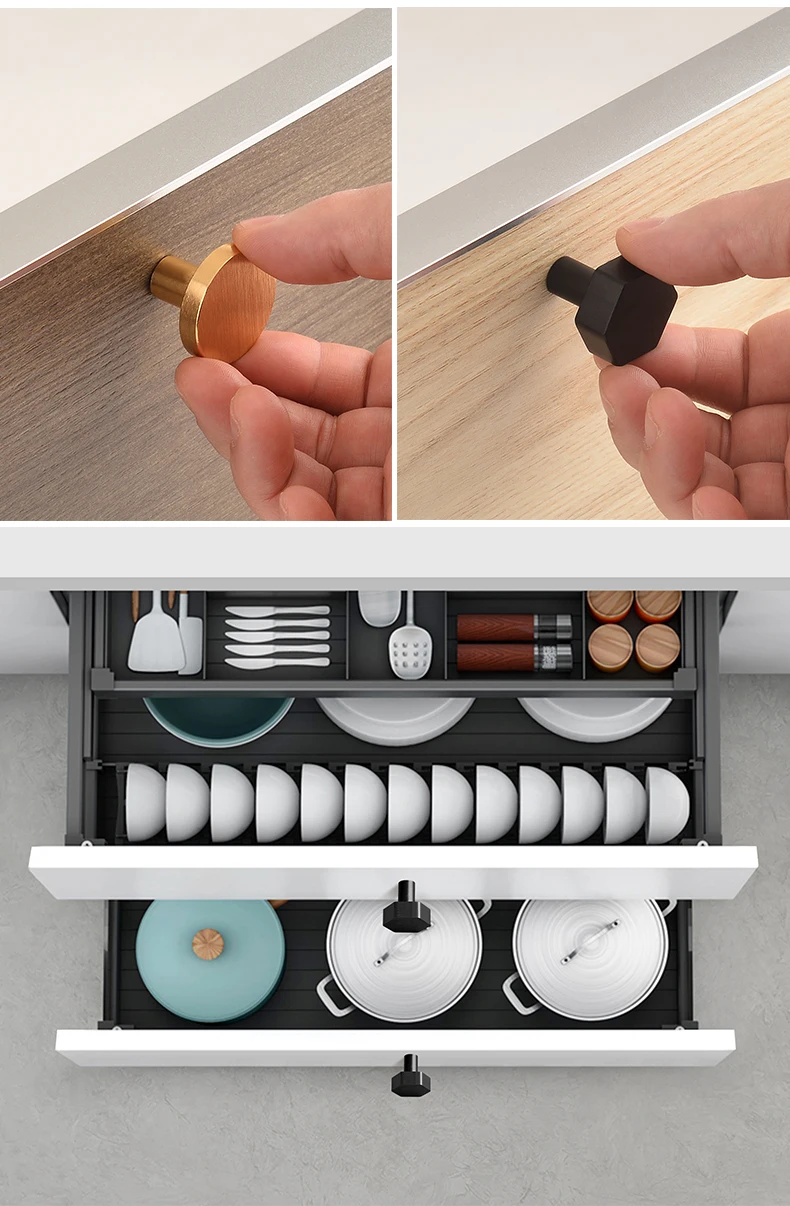 Modern minimalist cabinet doors shoe cabinet TV cabinet drawers square single-hole small pull handles round knobs - Image 18