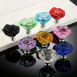 1pc 50mm Crystal Rose Glass Clear Knob Furniture Kitchen Drawer Cabinets Handles Dresser Closet Pulls Furniture Hardware