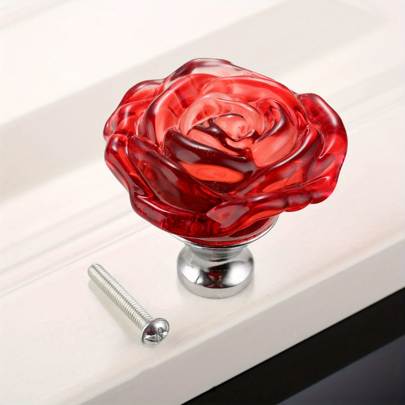 1pc 50mm Crystal Rose Glass Clear Knob Furniture Kitchen Drawer Cabinets Handles Dresser Closet Pulls Furniture Hardware - Image 12
