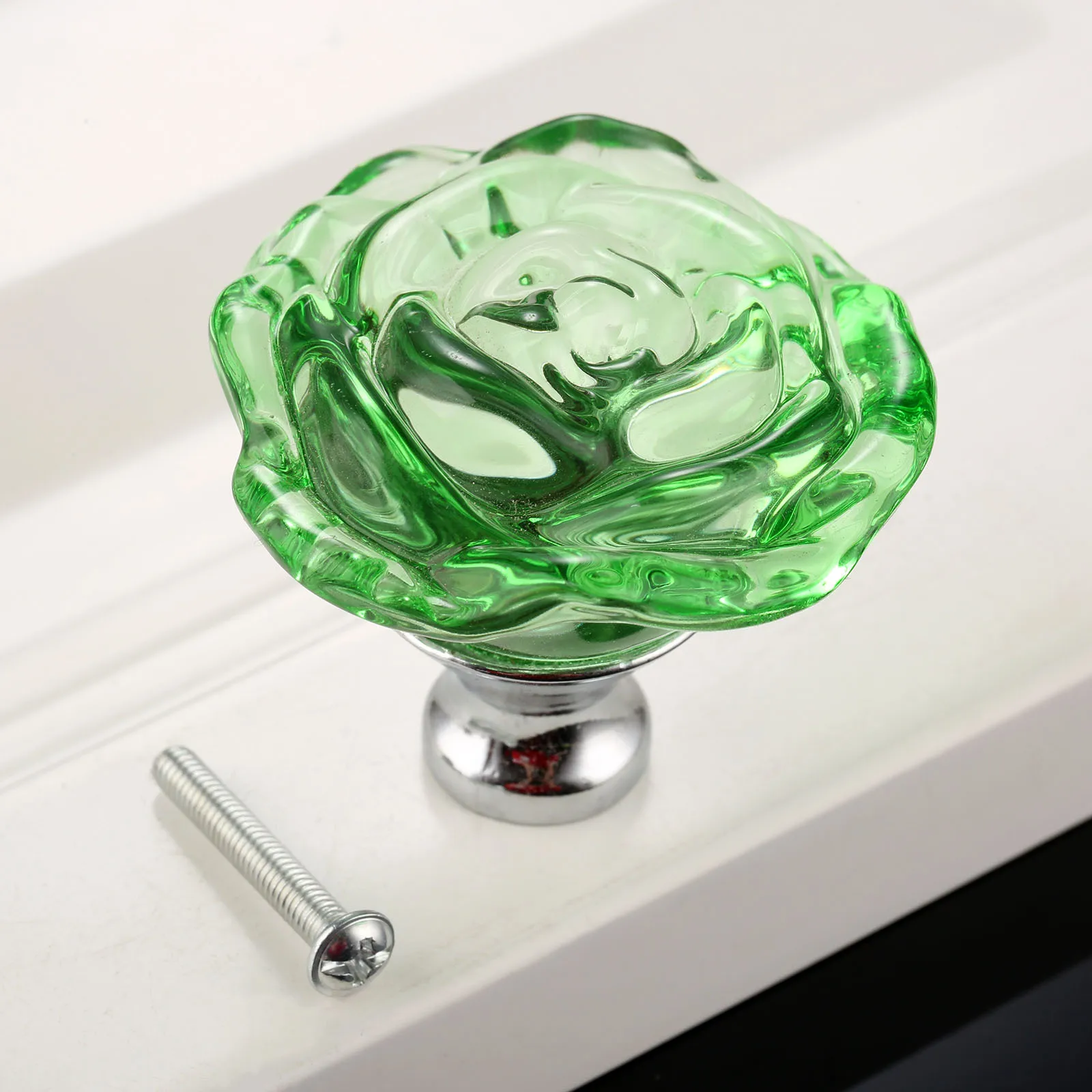 1pc 50mm Crystal Rose Glass Clear Knob Furniture Kitchen Drawer Cabinets Handles Dresser Closet Pulls Furniture Hardware - Image 13