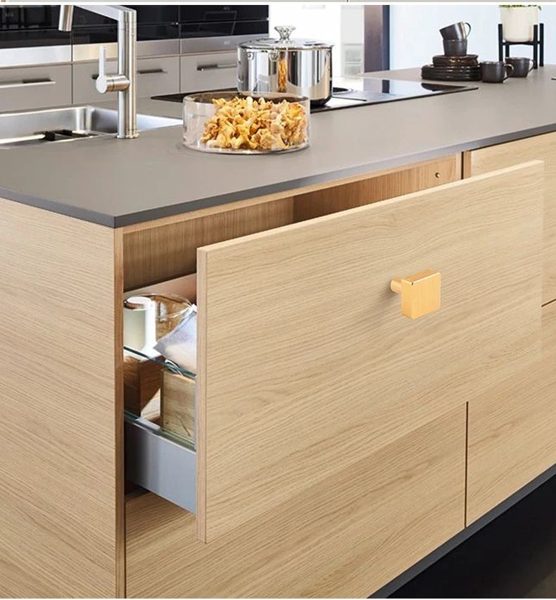 Modern minimalist cabinet doors shoe cabinet TV cabinet drawers square single-hole small pull handles round knobs - Image 34