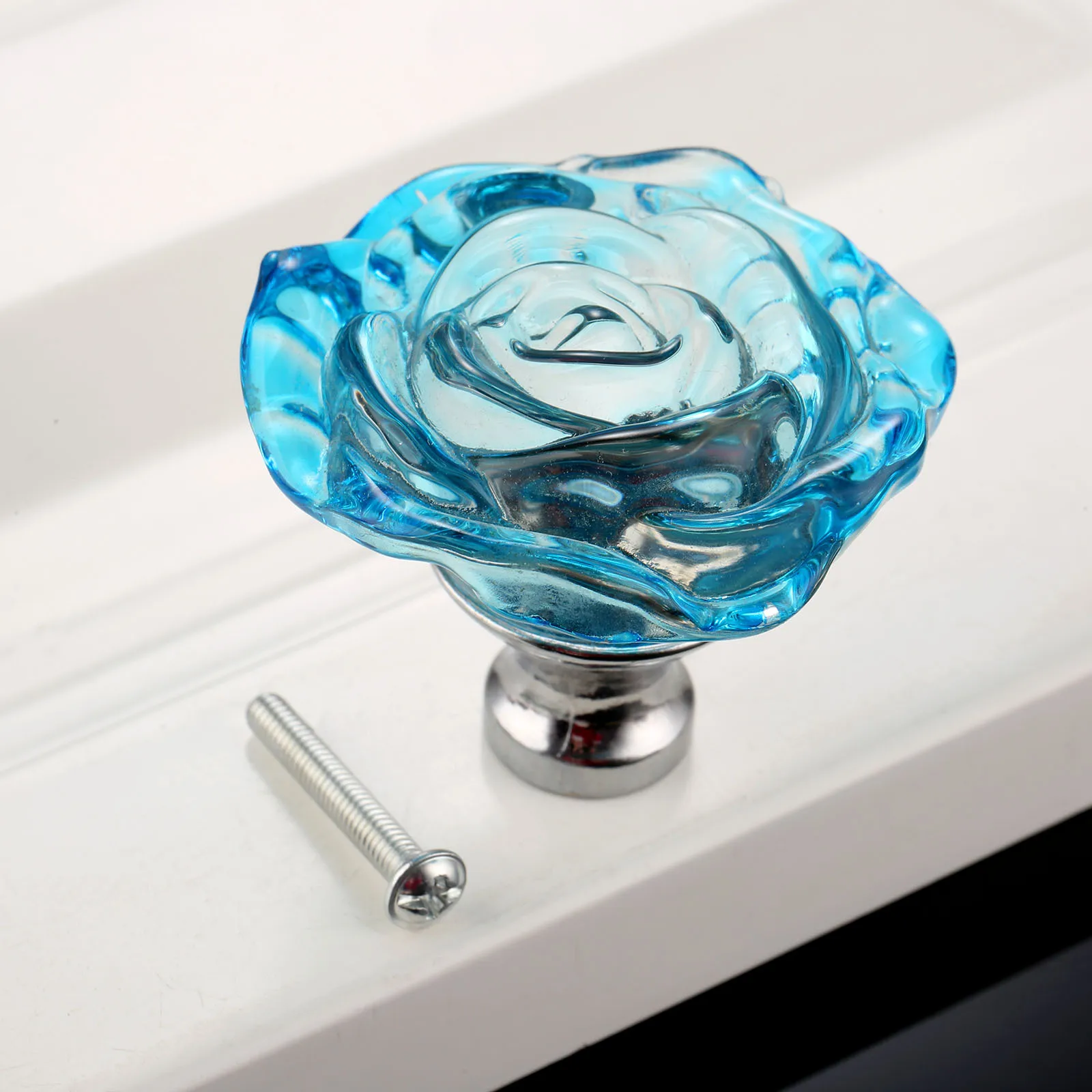 1pc 50mm Crystal Rose Glass Clear Knob Furniture Kitchen Drawer Cabinets Handles Dresser Closet Pulls Furniture Hardware - Image 10