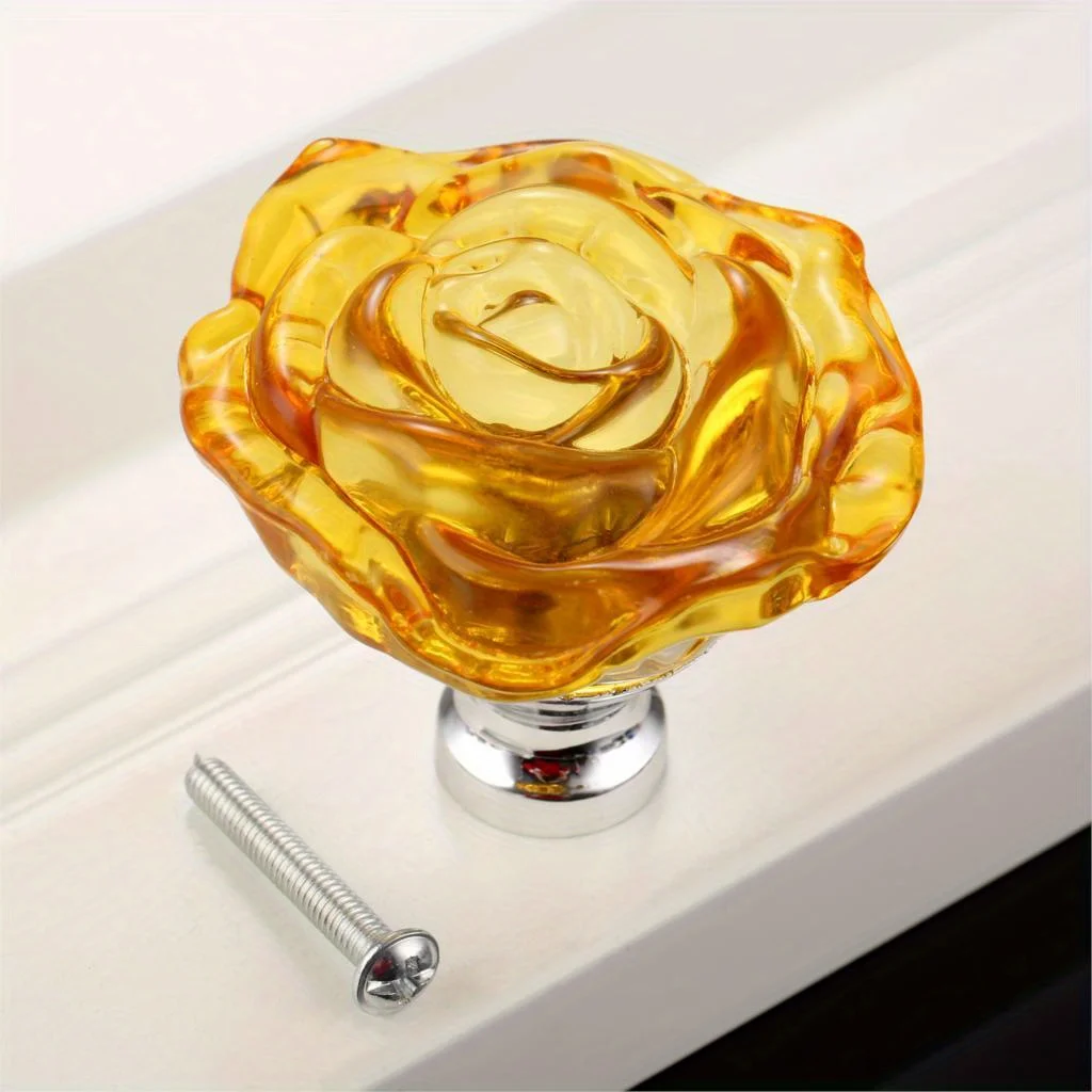 1pc 50mm Crystal Rose Glass Clear Knob Furniture Kitchen Drawer Cabinets Handles Dresser Closet Pulls Furniture Hardware - Image 8