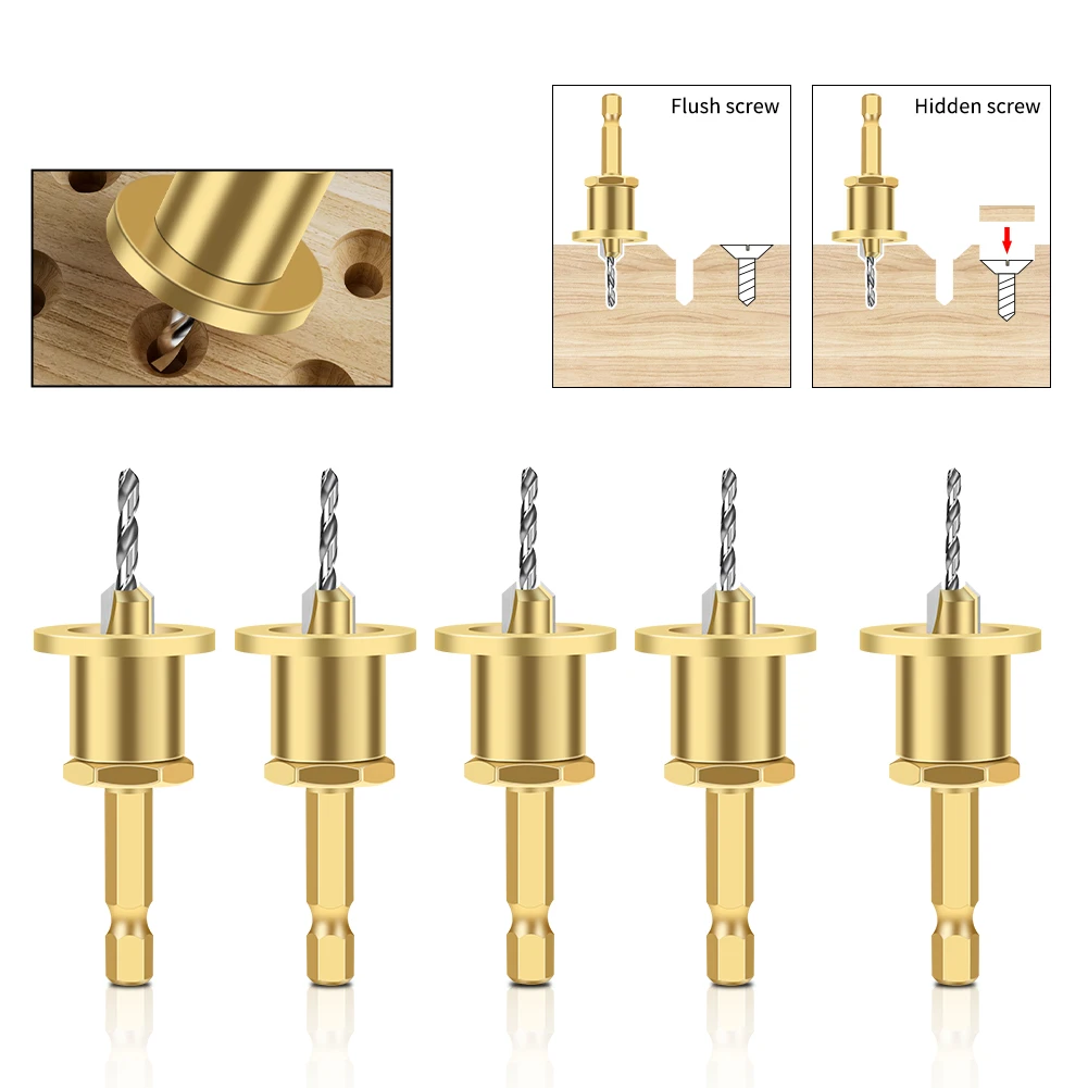CNC Adjustable Hexagonal Handle Cutter Woodworking Tools Countersink Drill Router Bit For Wood Installation Limit Hole - Image 5