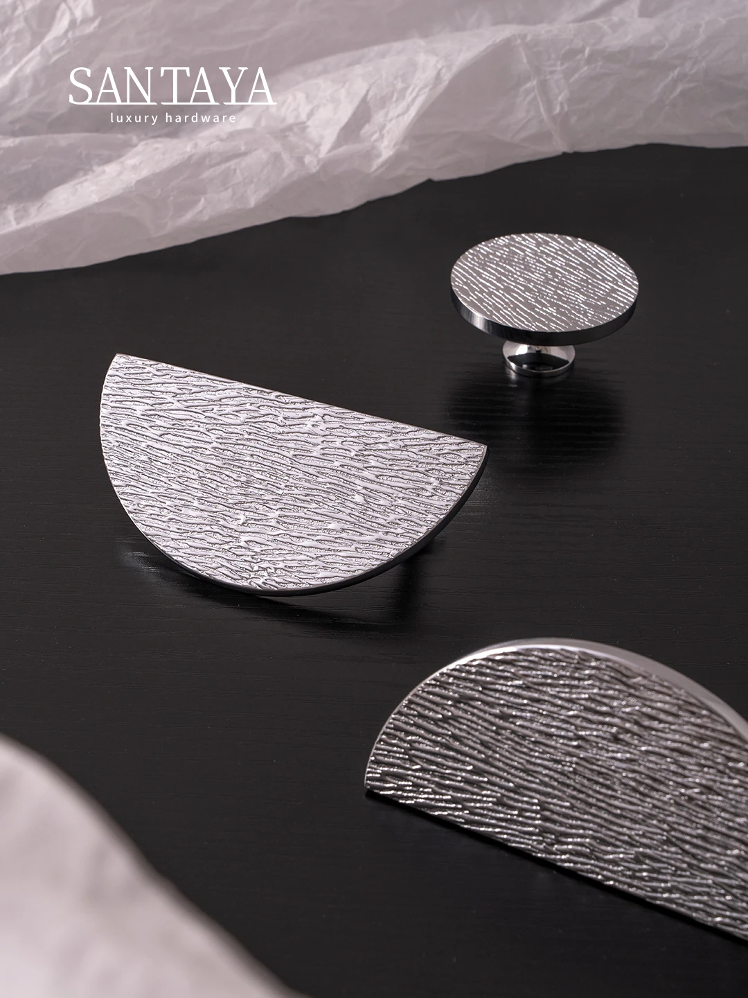 Santaya Solid Brass Cabinet Handle Round Kitchen Cabinet Pull High-end Luxury Wardrobe Chrome Silver Pulls Furniture Drawer Knob