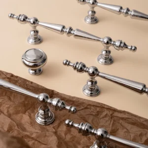 Santaya Solid Brass Chrome Kitchen Cabinet Pull Drawer Knob Bedroom Bright Silver Wardrobe Dresser Handle