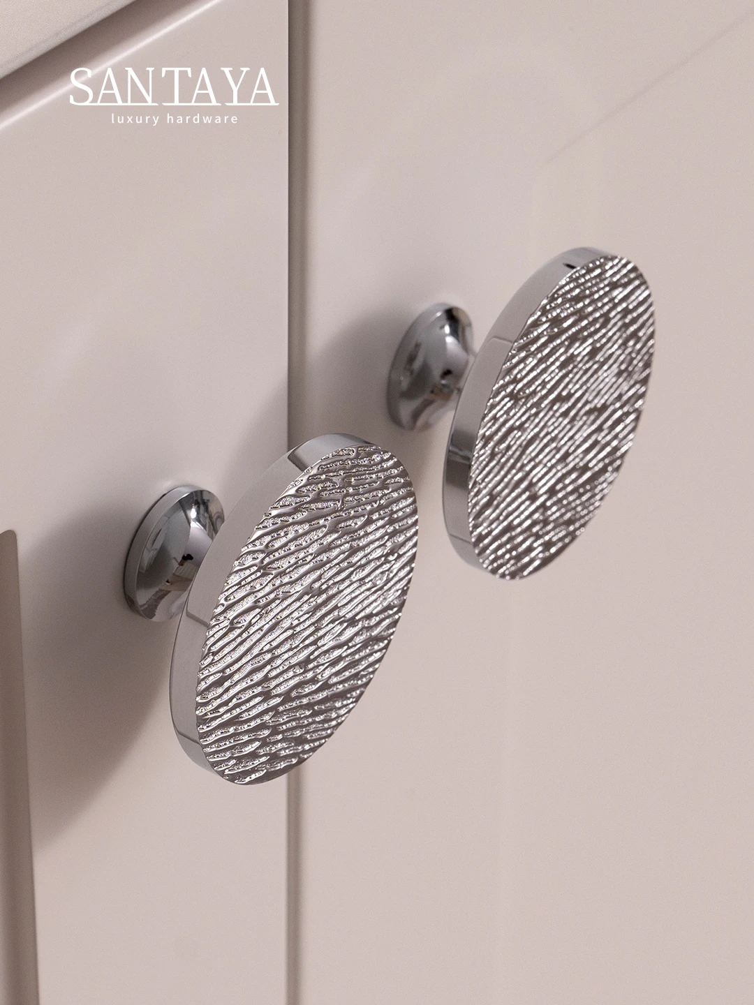Santaya Solid Brass Cabinet Handle Round Kitchen Cabinet Pull High-end Luxury Wardrobe Chrome Silver Pulls Furniture Drawer Knob - Image 5