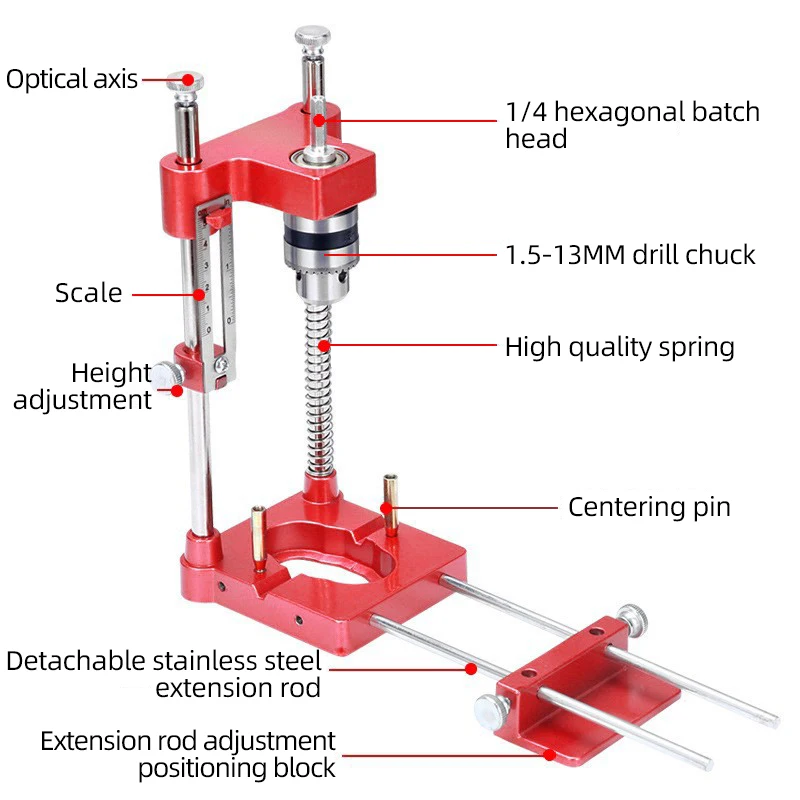 Woodworking Drill Locator Drilling Jig Punch Locator Holder Drill Guide Fixture with Scale Precise Positioner Woodworking Tool - Image 11