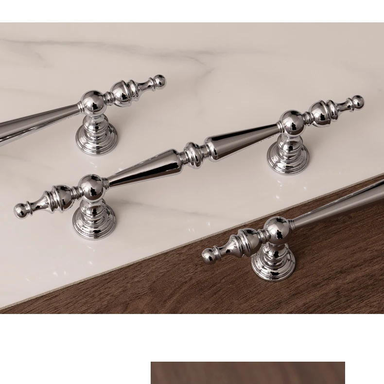 Santaya Solid Brass Chrome Kitchen Cabinet Pull Drawer Knob Bedroom Bright Silver Wardrobe Dresser Handle - Image 27