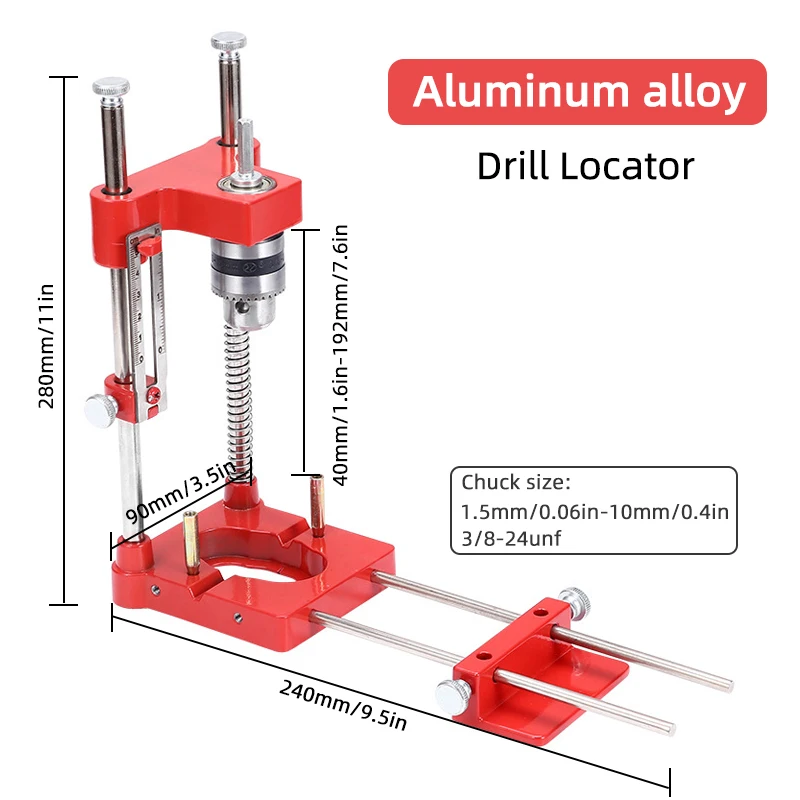 Woodworking Drill Locator Drilling Jig Punch Locator Holder Drill Guide Fixture with Scale Precise Positioner Woodworking Tool - Image 9