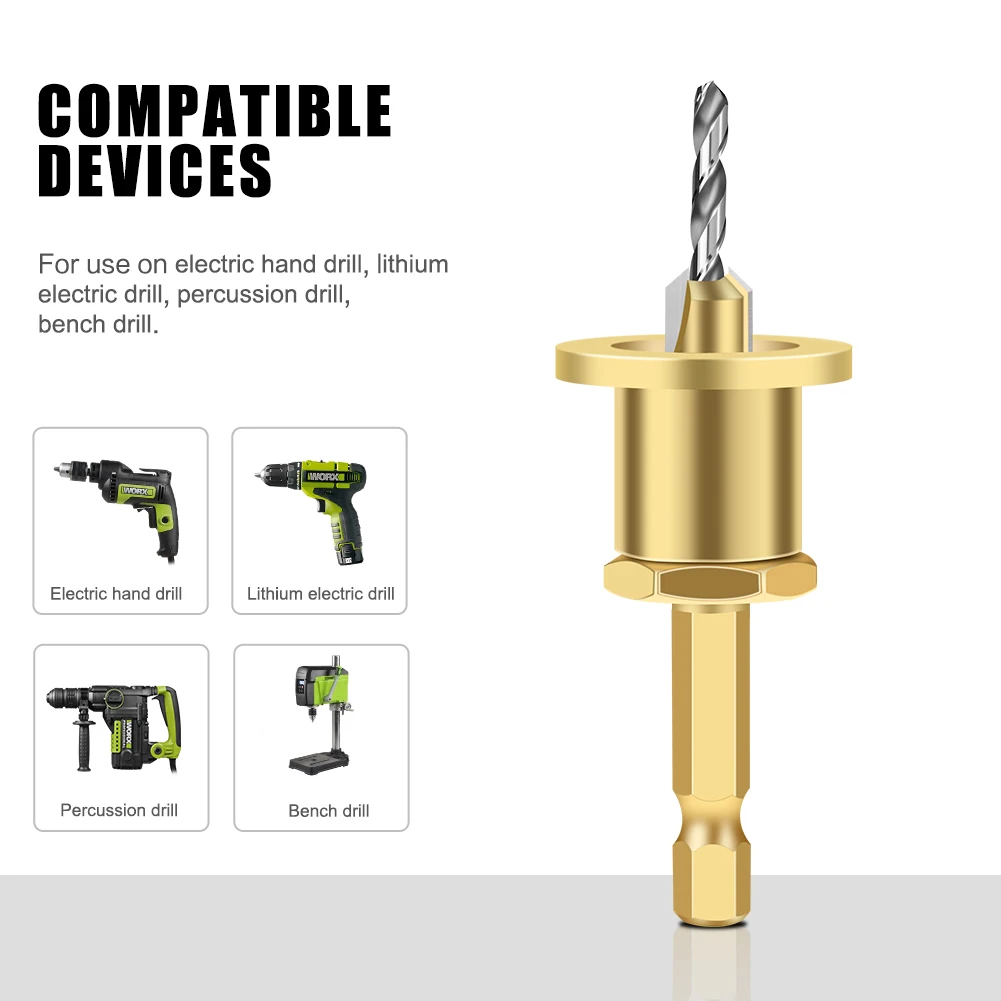 CNC Adjustable Hexagonal Handle Cutter Woodworking Tools Countersink Drill Router Bit For Wood Installation Limit Hole - Image 20