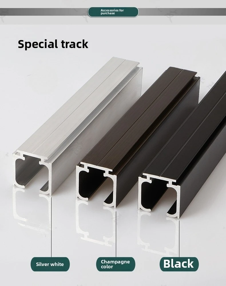 Silent Bidirectional Buffering Suspension Wheel Suspension Rail Glass Sliding Door Rail Upper Rail Kitchen Sliding Door Damping - Image 28