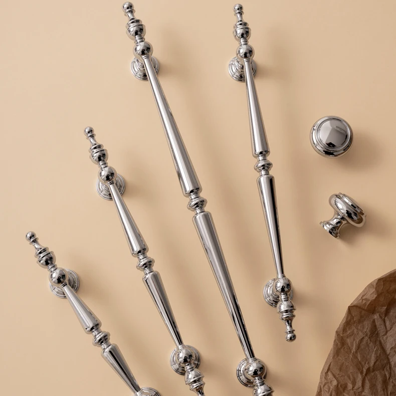 Santaya Solid Brass Chrome Kitchen Cabinet Pull Drawer Knob Bedroom Bright Silver Wardrobe Dresser Handle - Image 13