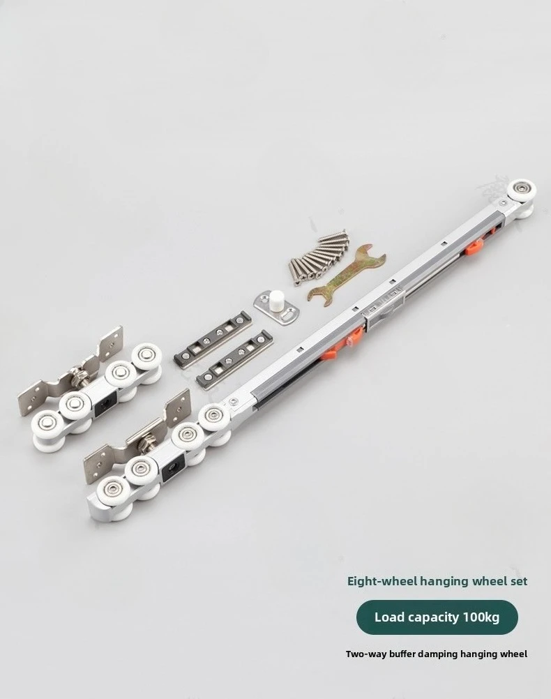 Silent Bidirectional Buffering Suspension Wheel Suspension Rail Glass Sliding Door Rail Upper Rail Kitchen Sliding Door Damping - Image 26