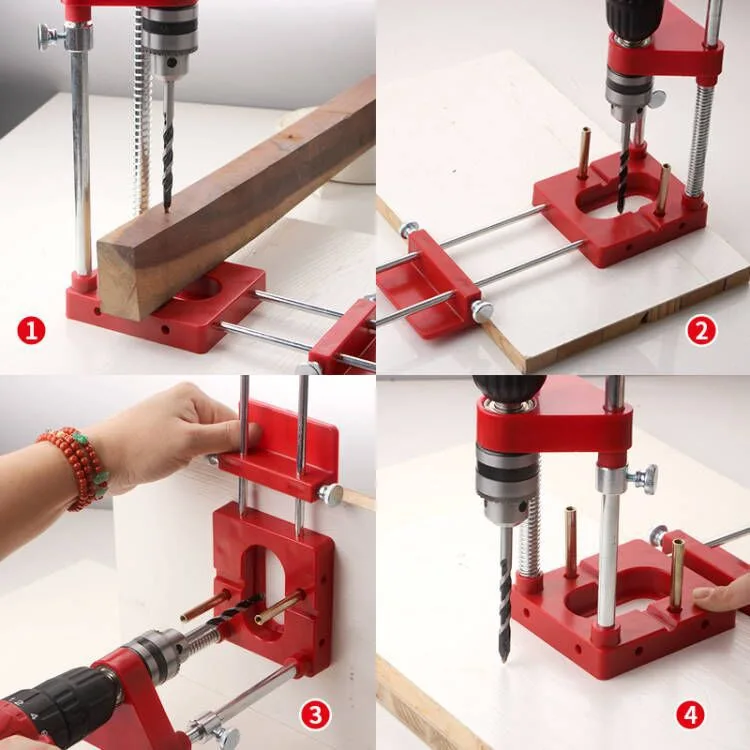 Woodworking Drill Locator Drilling Jig Punch Locator Holder Drill Guide Fixture with Scale Precise Positioner Woodworking Tool - Image 13