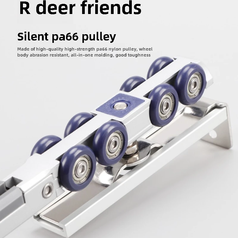 Silent Bidirectional Buffering Suspension Wheel Suspension Rail Glass Sliding Door Rail Upper Rail Kitchen Sliding Door Damping - Image 6