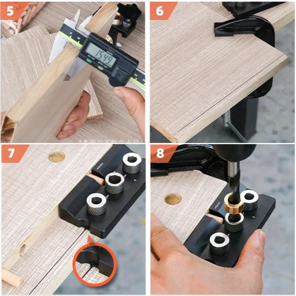 Woodworking 3 In 1 Doweling Jig Kit -Adjustable Wood Dowel Punch Locator Aluminum Pocket Hole Jig, Cabinet Hole Drill Guide Tool - Image 22