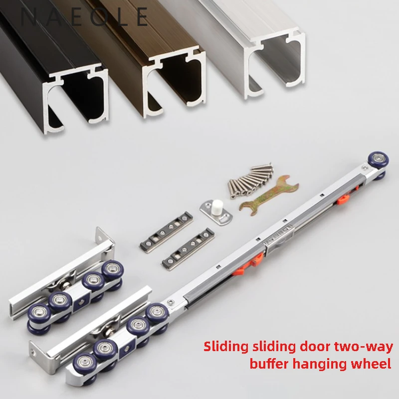 Silent Bidirectional Buffering Suspension Wheel Suspension Rail Glass Sliding Door Rail Upper Rail Kitchen Sliding Door Damping