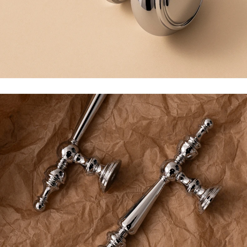 Santaya Solid Brass Chrome Kitchen Cabinet Pull Drawer Knob Bedroom Bright Silver Wardrobe Dresser Handle - Image 17