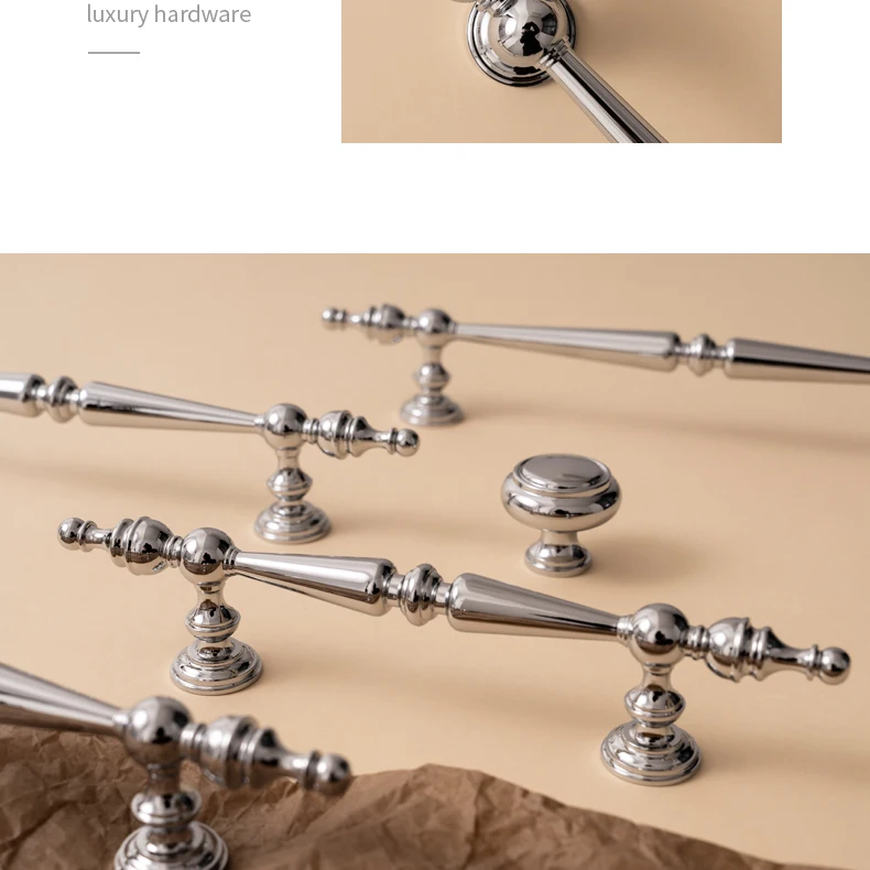 Santaya Solid Brass Chrome Kitchen Cabinet Pull Drawer Knob Bedroom Bright Silver Wardrobe Dresser Handle - Image 15