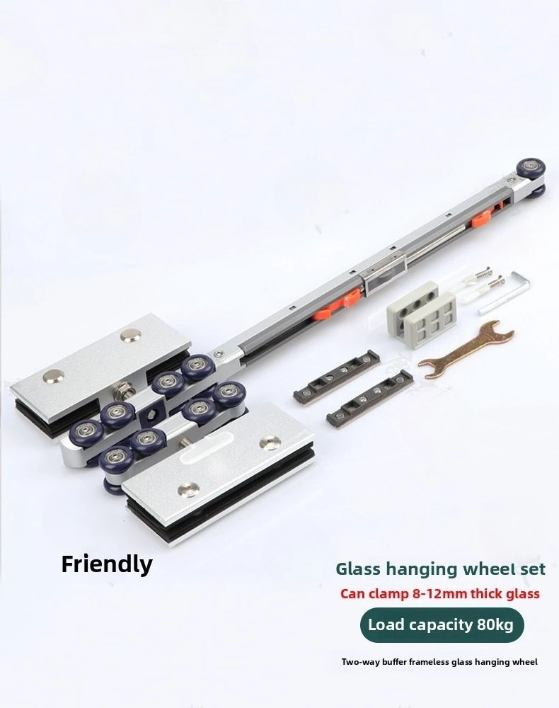 Silent Bidirectional Buffering Suspension Wheel Suspension Rail Glass Sliding Door Rail Upper Rail Kitchen Sliding Door Damping - Image 27