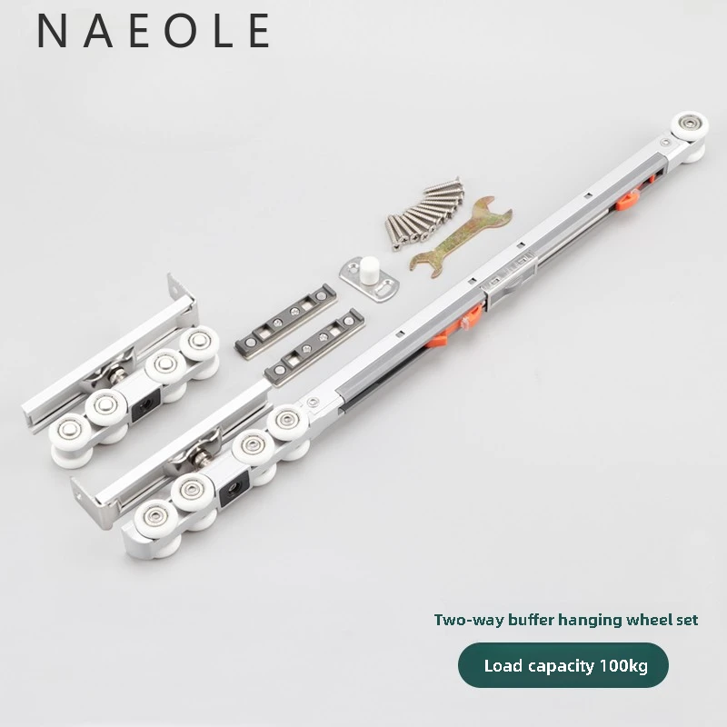 Silent Bidirectional Buffering Suspension Wheel Suspension Rail Glass Sliding Door Rail Upper Rail Kitchen Sliding Door Damping - Image 7