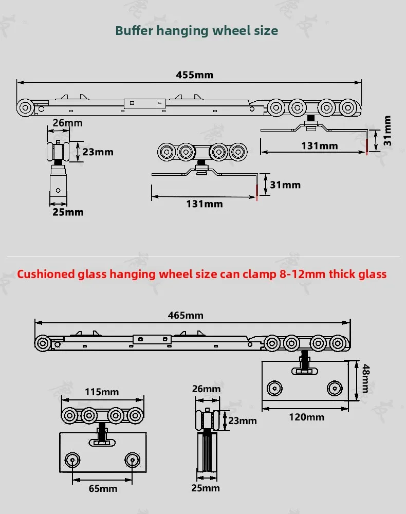 Silent Bidirectional Buffering Suspension Wheel Suspension Rail Glass Sliding Door Rail Upper Rail Kitchen Sliding Door Damping - Image 34