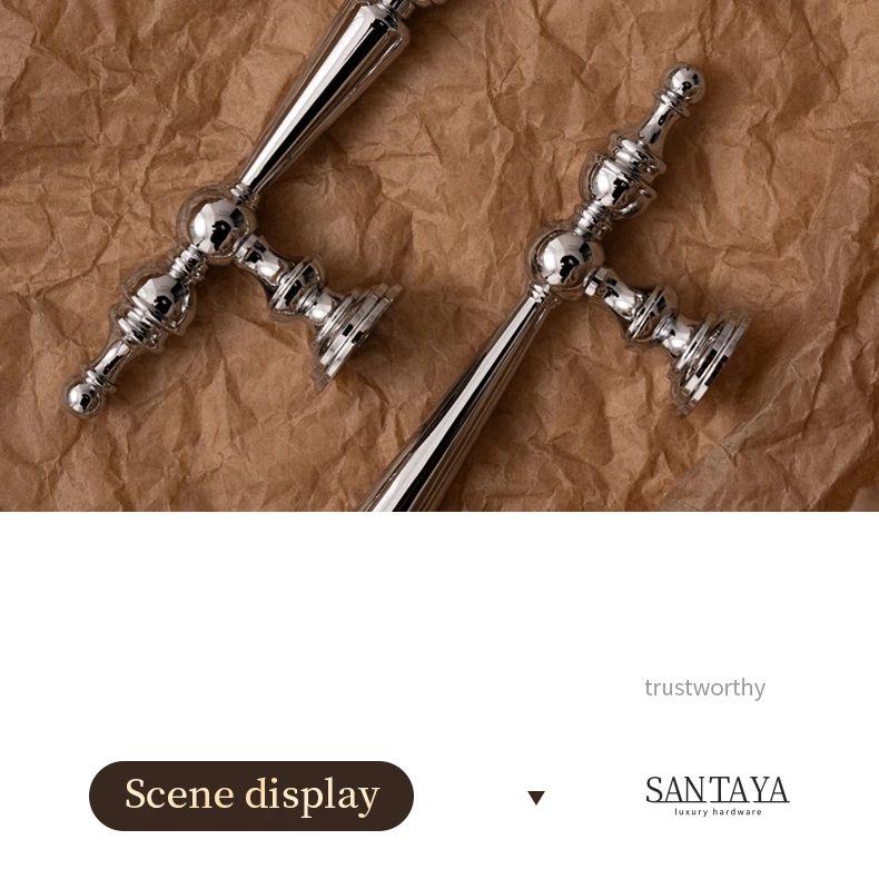 Santaya Solid Brass Chrome Kitchen Cabinet Pull Drawer Knob Bedroom Bright Silver Wardrobe Dresser Handle - Image 18