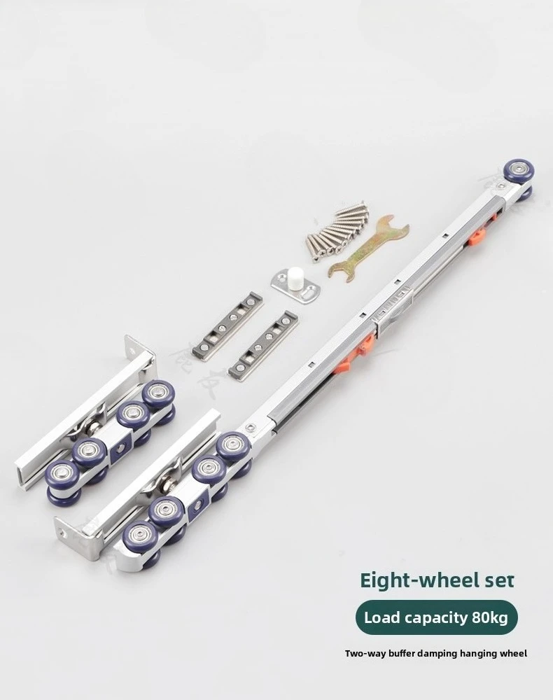 Silent Bidirectional Buffering Suspension Wheel Suspension Rail Glass Sliding Door Rail Upper Rail Kitchen Sliding Door Damping - Image 25